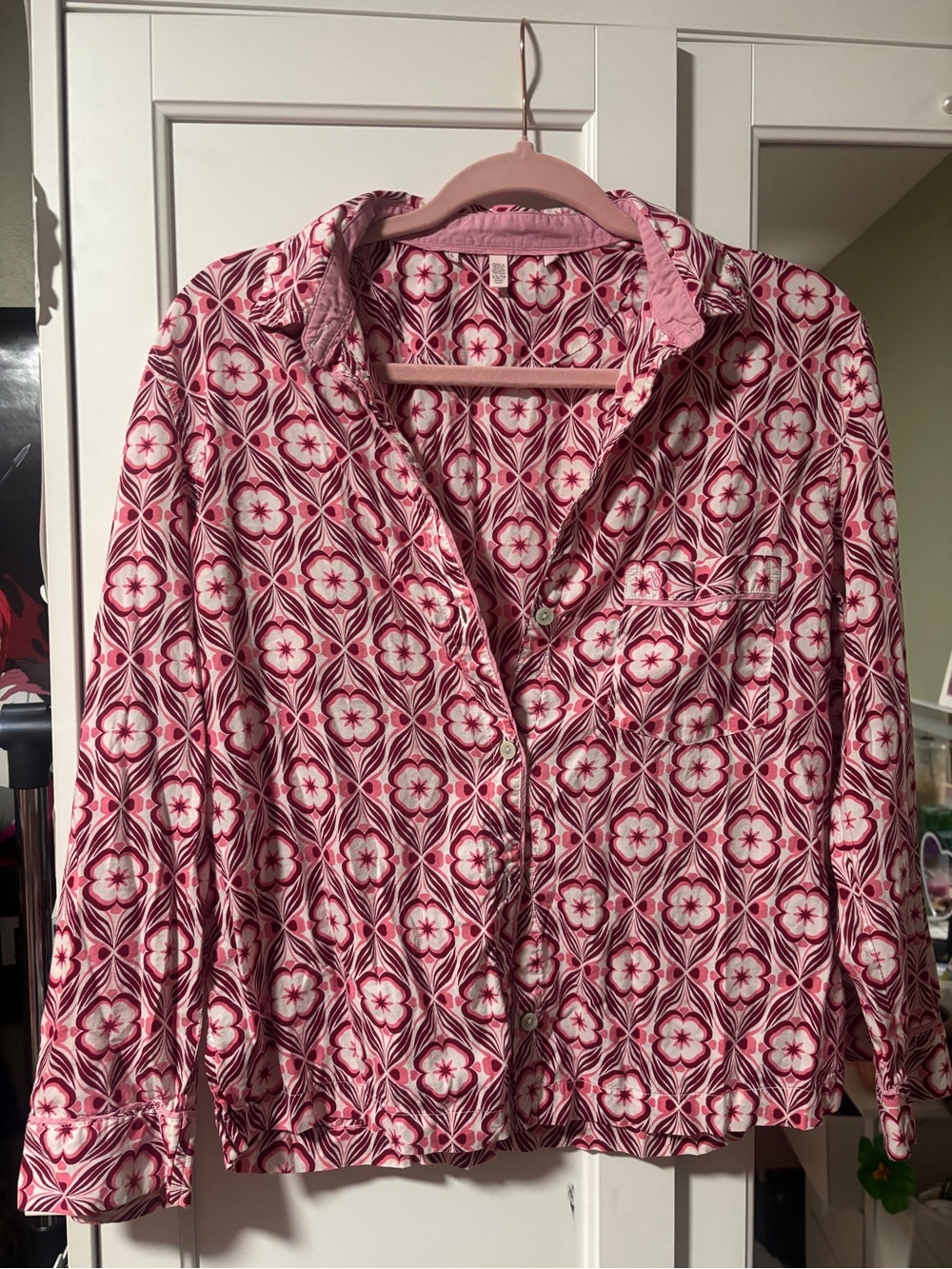 Victoria's Secret Pink and White Floral Button-Down Shirt